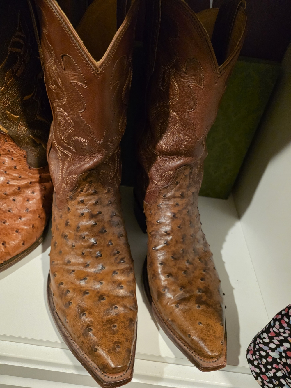 Tecovas Brown Ostrich Leather Western Boots